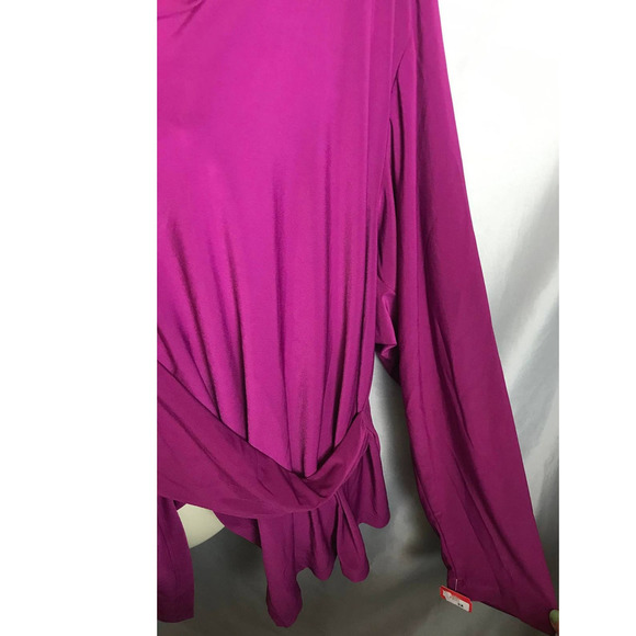 Effortless Style Purple Blouse Womens 3X NWT Collared V Neck LS QVC - Picture 6 of 6